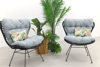 Libelle retro loungestoel - set van 2 - zwart