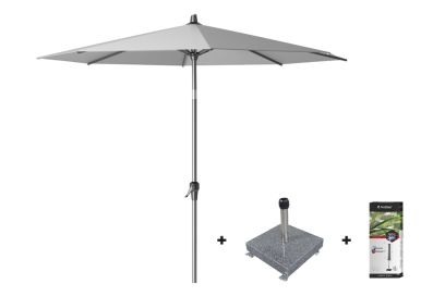 Platinum Riva stokparasol 2,5 m. rond - Light Grey met voet en hoes