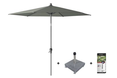 Van der Garde Platinum Riva stokparasol 2.5 m. rond - Olive met voet en hoes aanbieding