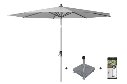 Van der Garde Platinum Riva stokparasol 3 m. rond - Light Grey met voet en hoes aanbieding