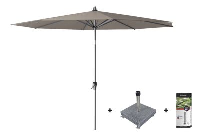 Platinum Riva stokparasol 3 m. rond - Premium - Havanna Taupe met voet en hoes