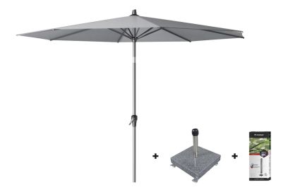 Platinum Riva stokparasol 3 m. rond - Premium - Manhattan Grey met voet en hoes