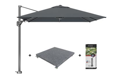 Platinum Voyager zweefparasol T2 2,7x2,7 m. - Antraciet met voet en hoes