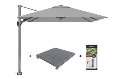 Platinum Voyager zweefparasol T2 2,7x2,7 m. - Light grey met voet en hoes