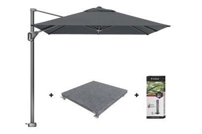Platinum Voyager zweefparasol T1 2.5x2.5 m. - Antraciet met voet en hoes