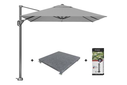 Platinum Voyager zweefparasol T1 2.5x2.5 m. - Light Grey met voet en hoes