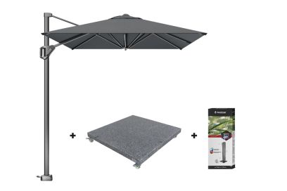 Platinum Voyager zweefparasol T1 3x2 m. - Antraciet met voet en hoes