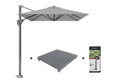 Platinum Voyager zweefparasol T1 3x2 m. - Light Grey met voet en hoes