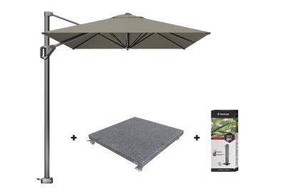 Platinum Voyager zweefparasol T1 3x2 m. - Taupe met voet en hoes
