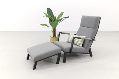 Costa relaxstoel + Hocker - sunbrella - Light grey