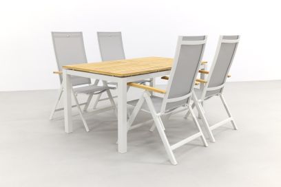 Hartman Napoli teak wit/Sonata 160 cm. tuinset - 5-delig