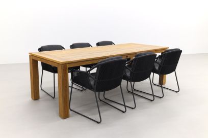 4 Seasons Accor / Rome teak 240 - Natural Brown - tuinset 7-delig