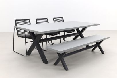 Elba antraciet/Verona antraciet 220 cm. tuinset met bank - 5-delig