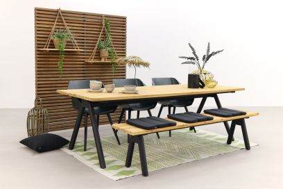 Hartman tuinset Sophie Studio Night green/Mason teak tafel 240 cm. + bank - 5-delig