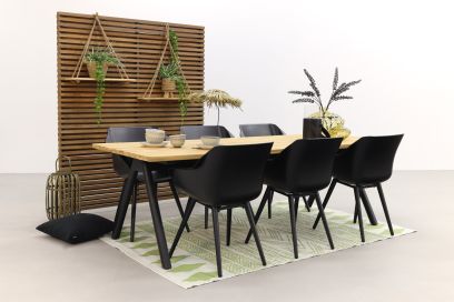 Hartman tuinset Sophie Studio Black/Mason teak tafel 240 cm. - 7-delig