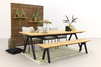 Teresa Green/Mason 240 cm. tuinset met bank - 5-delig - stapelbaar