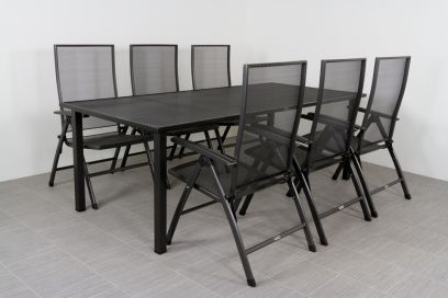 Van der Garde Kettler tuinset - Siero verstelbare tuinstoel + tuintafel 220x100 cm. aanbieding