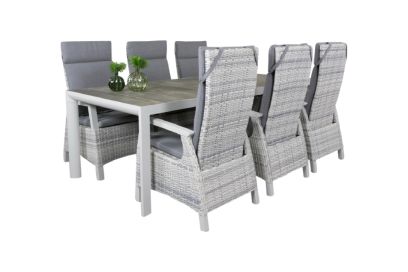 Darwin verstelbare stoelen + Kingstafel 220 x 100 cm.