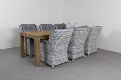 Richmond Pearl grey/Rome teak 240 cm. tuinset – 7-delig