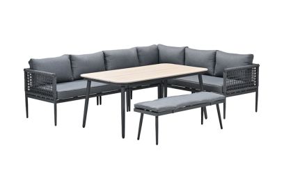Teramon hoekbank lounge-diningset - 3-delig - licht grijs