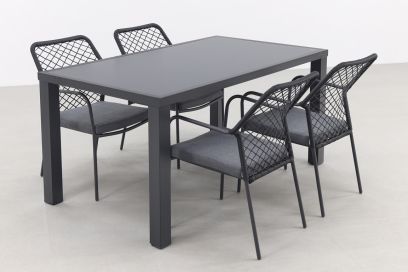 Dido Black/Alma 160 cm. - stapelbare tuinset - 5-delig 