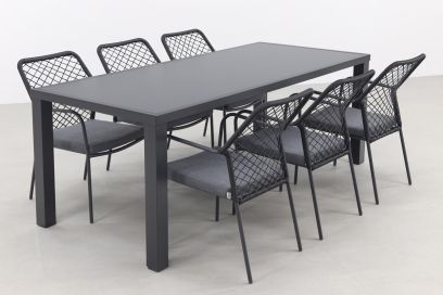 Dido Black/Alma 210 cm. - stapelbare tuinset - 7-delig 