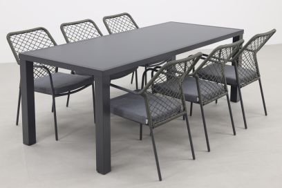 Dido Green/Alma 210 cm. - stapelbare tuinset - 7-delig 