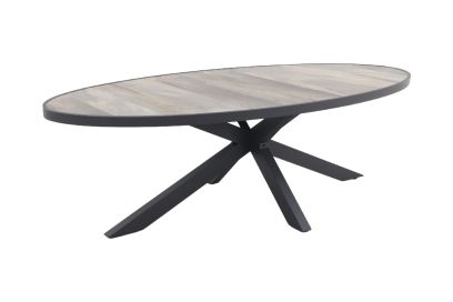 Silva tuintafel houtlook/keramiek - Ovaal - 240x115 cm.