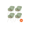 Set van 4 - Hartman Le Soleil Element dining armstoelen - Sage Green - Alu poot