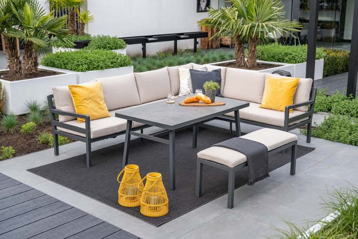 GI Corsica lounge-dining set rechts (4-delig) - Carbon black - Op=Op