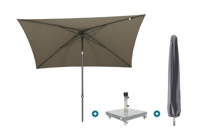 4SO Oasis stokparasol 200x250 cm. - Taupe Sevilla voet en hoes