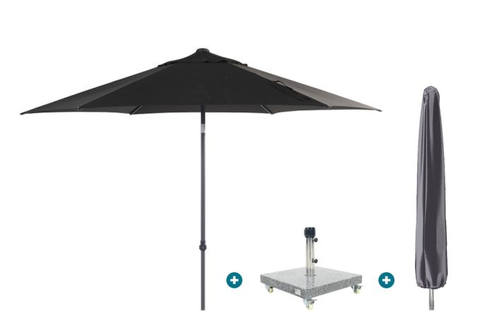 4SO Oasis stokparasol 300 cm. - Antraciet Sevilla voet en hoes