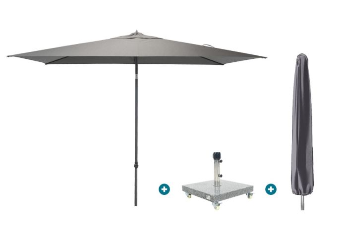 4SO Azzurro stokparasol 200x300 cm. - Charcoal Sevilla voet en hoes