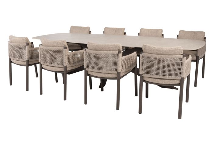 4SO Savanne/Prado 8-persoons Deens ovale tuinset 300x110 cm. - Terre