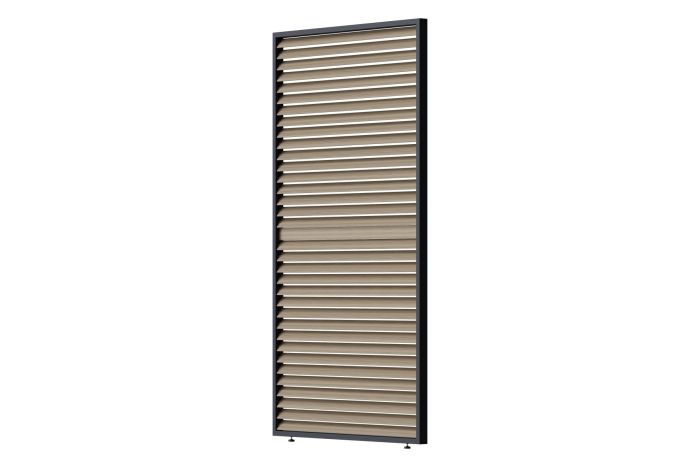 Louvre scherm verstelbaar 130 cm. - horizontaal - Houtlook antraciet