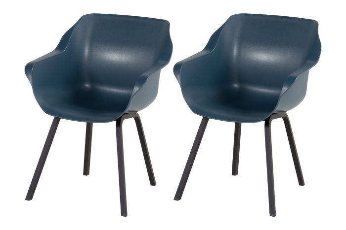 Set van 2 - Hartman Sophie Element dining armstoel - Steel Blue - Alu poot OP=OP
