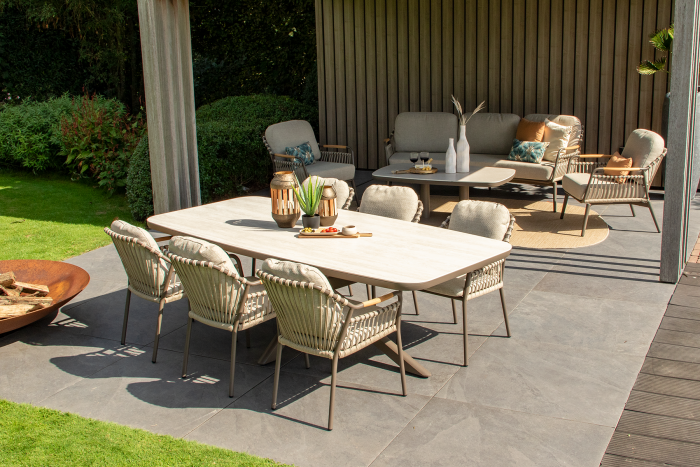 Tenerife/Soreno deens ovale tuinset voor 6 personen 240x110 cm. - Terre