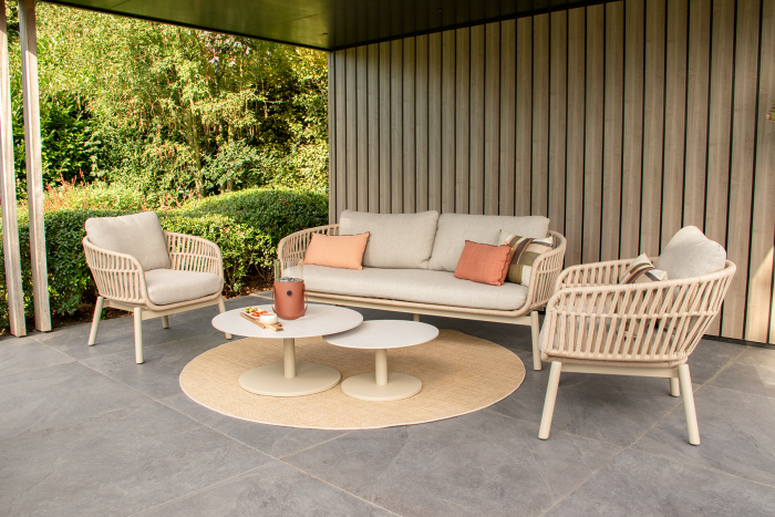 Romeo/Orion rope stoel-bank loungeset - Latte