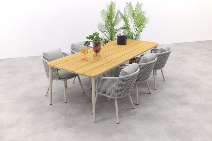 Ohio/Alaska teak tuinset voor 6 personen 240x100 cm. - Mokka (OP=OP)