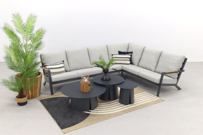 Santos/Velora loungeset met 3-delige tafelset - Antraciet