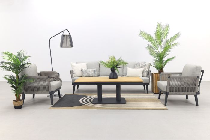 Durban/Medina teak verstelbare stoel-bank loungeset - 4-delig - Op=Op
