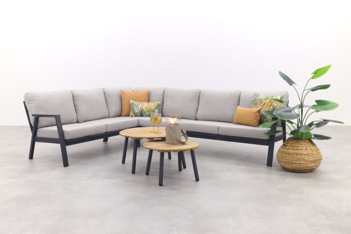 Viento/Mindo L-vorm loungeset links/rechts opstelbaar - Royal Grey/Teak