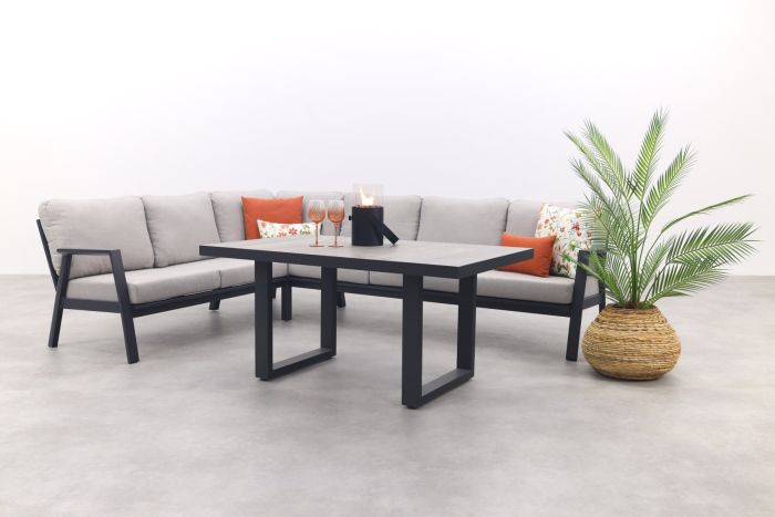 Viento/Darwin L-vorm lounge-/diningset links/rechts opstelbaar - Royal Grey/Antraciet
