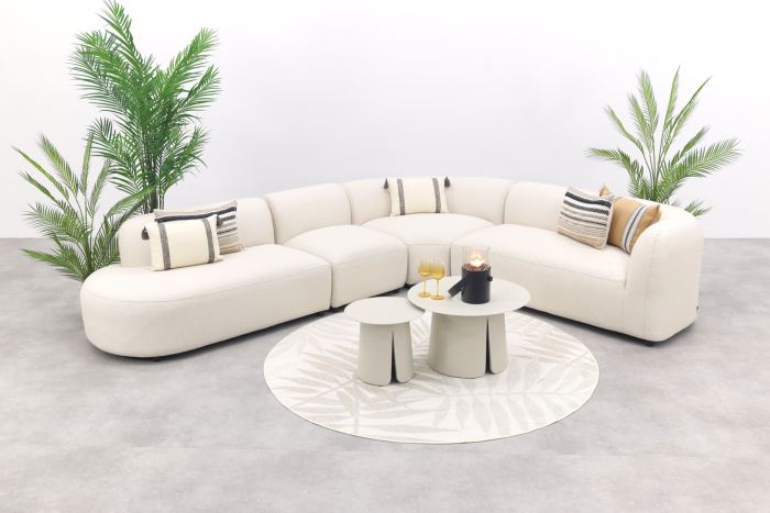 Madeira/Velora ronde loungeset rechts + tussenelement - Naturel Sunbrella/Cream