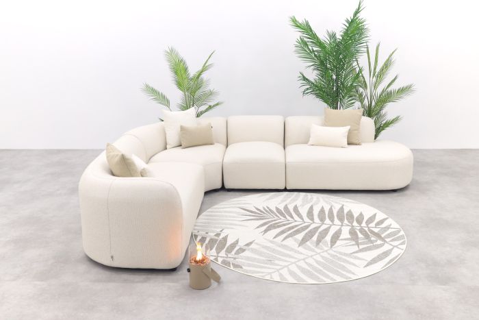 Madeira ronde hoekbank links + tussenelement - Naturel Sunbrella
