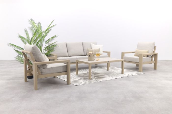 Verano/Atlanta stoel-bank loungeset (4-delig) - Latte  