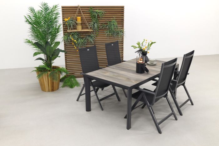 Hartman Napoli/Kings 4-persoons verstelbare tuinset 180x100 cm. - Antraciet