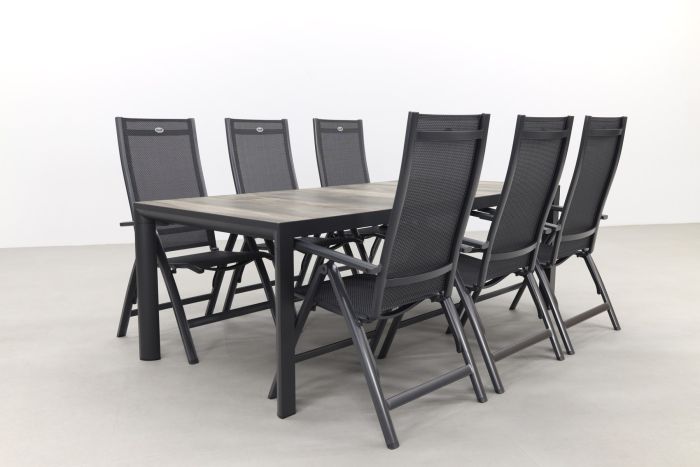 Hartman Roma/Kings 6-persoons verstelbare tuinset 220x100 cm. - Antraciet