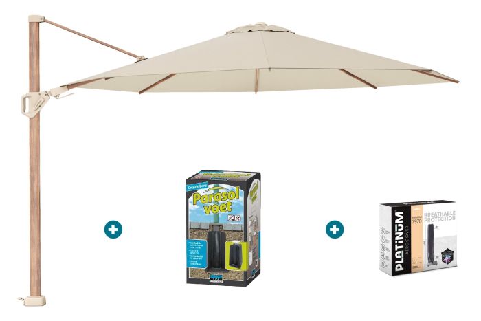 Platinum Challenger T2 premium - 3,5 m. Champagne Teak - met ingraafvoet en hoes