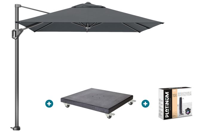 Platinum Voyager zweefparasol T1 2.5x2.5 m. - Antraciet met Marbella voet en hoes